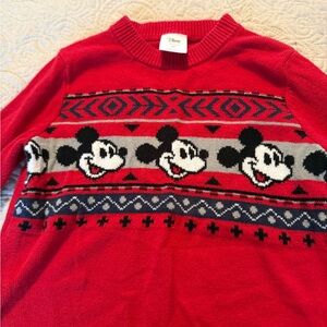 Disney Red Crewneck with Mickey Mouse Pattern